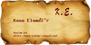 Kese Elemér névjegykártya